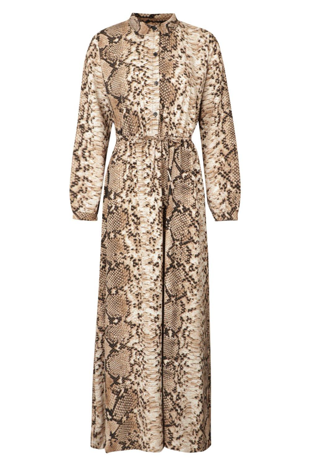 snake print shirt dress boohoo