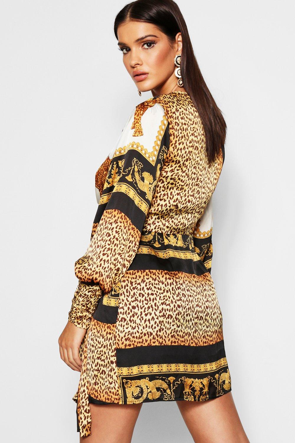 boohoo scarf print dress