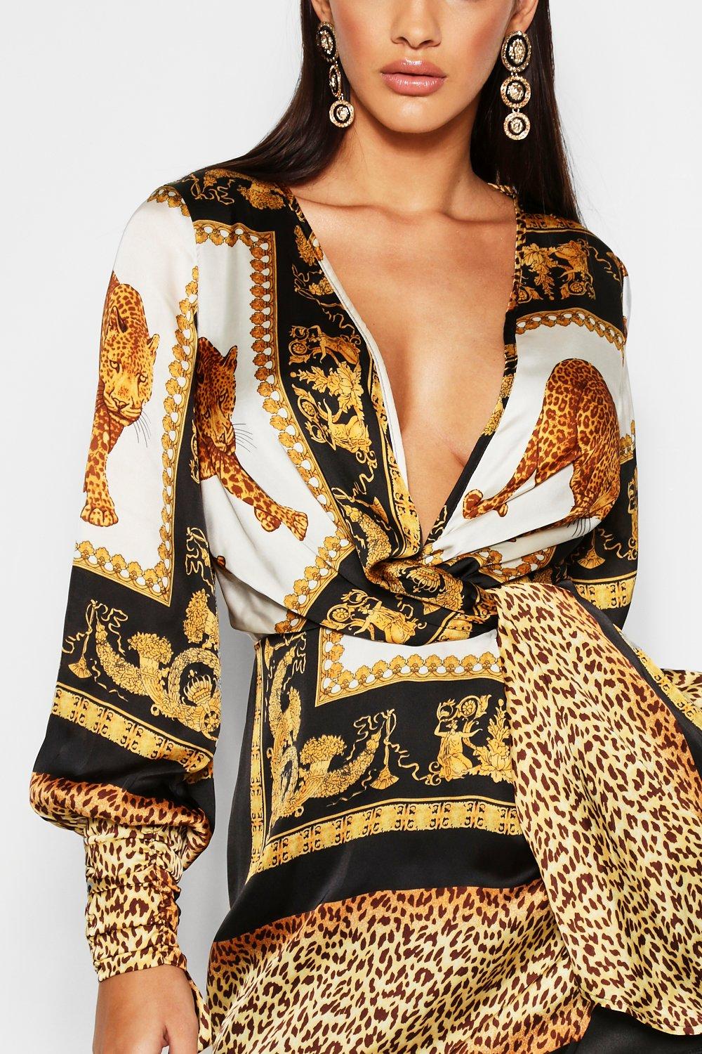 Boohoo scarf print dress best sale