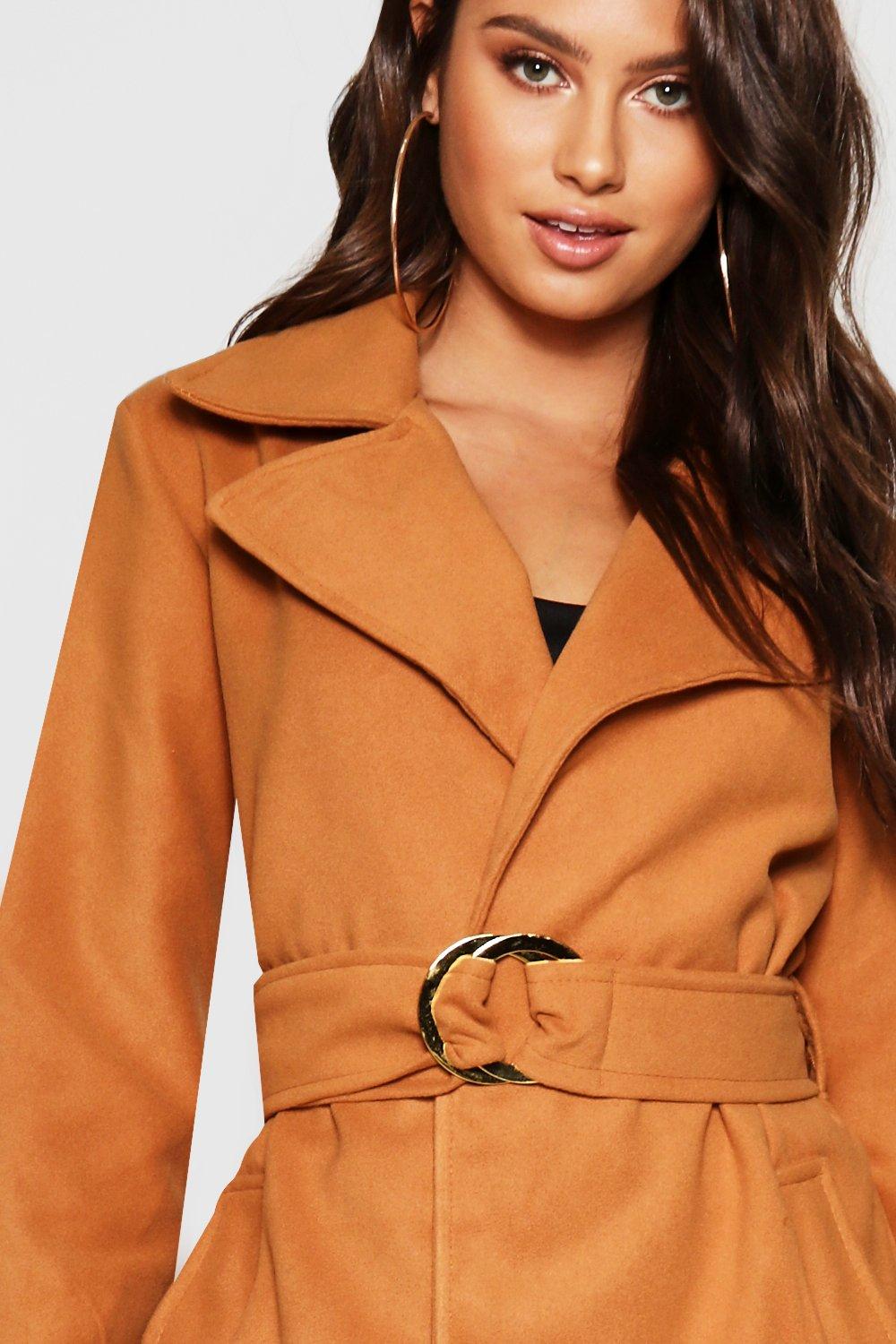 boohoo wool look coat in camel