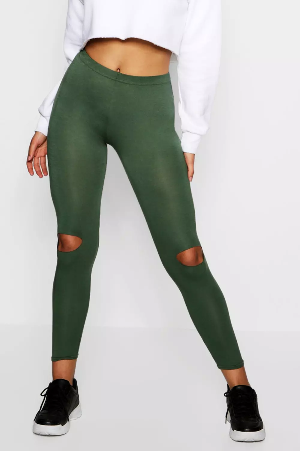 Ripped knee leggings top
