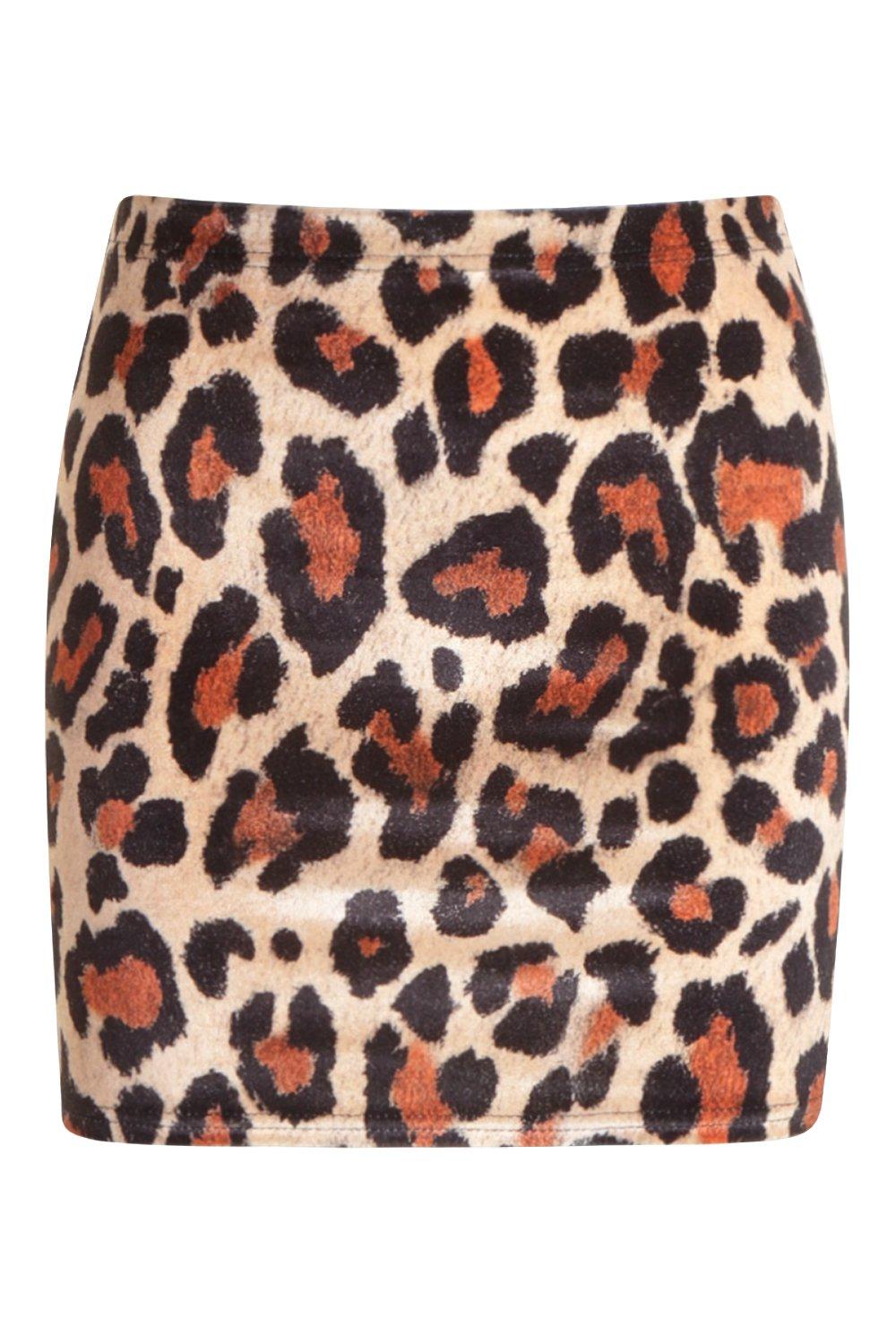 Velvet Leopard Print Front Micro Mini Skirt boohoo