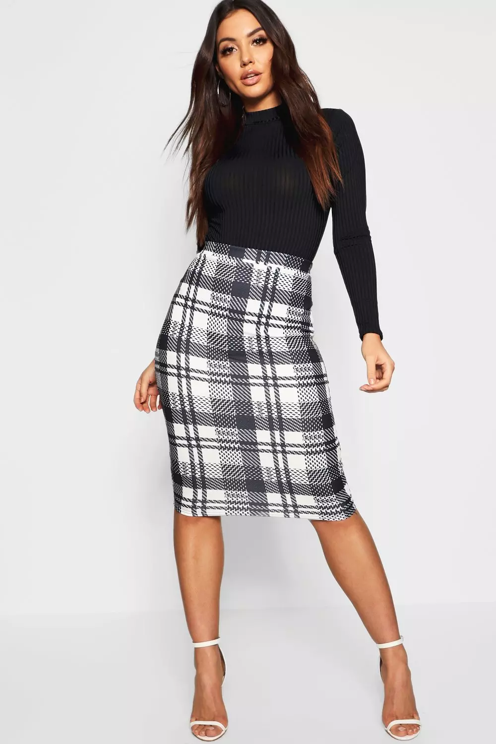 Check midi hotsell pencil skirt