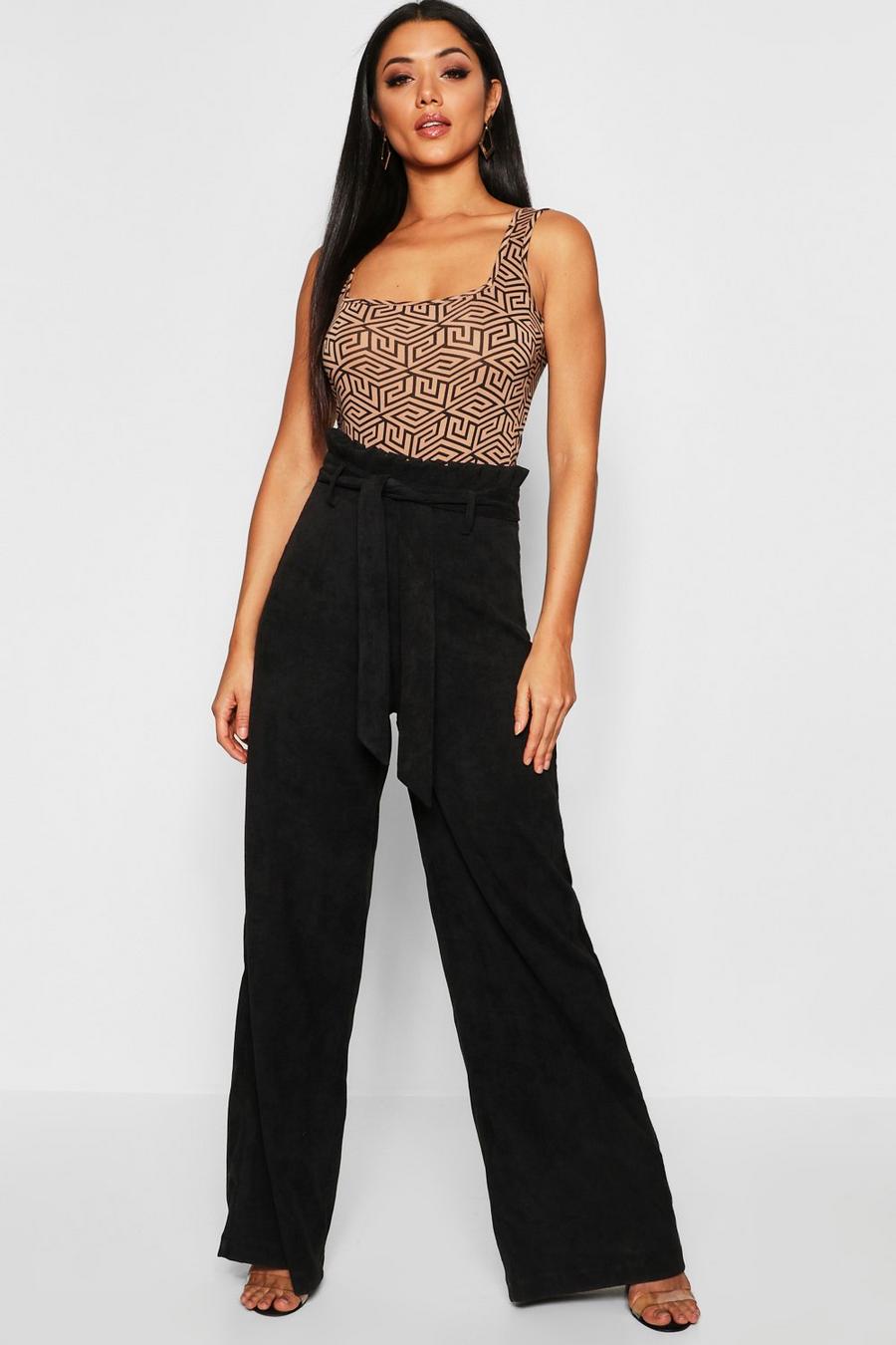 Paperbag Tie Waist Cord Wide Leg Trousers image number 1