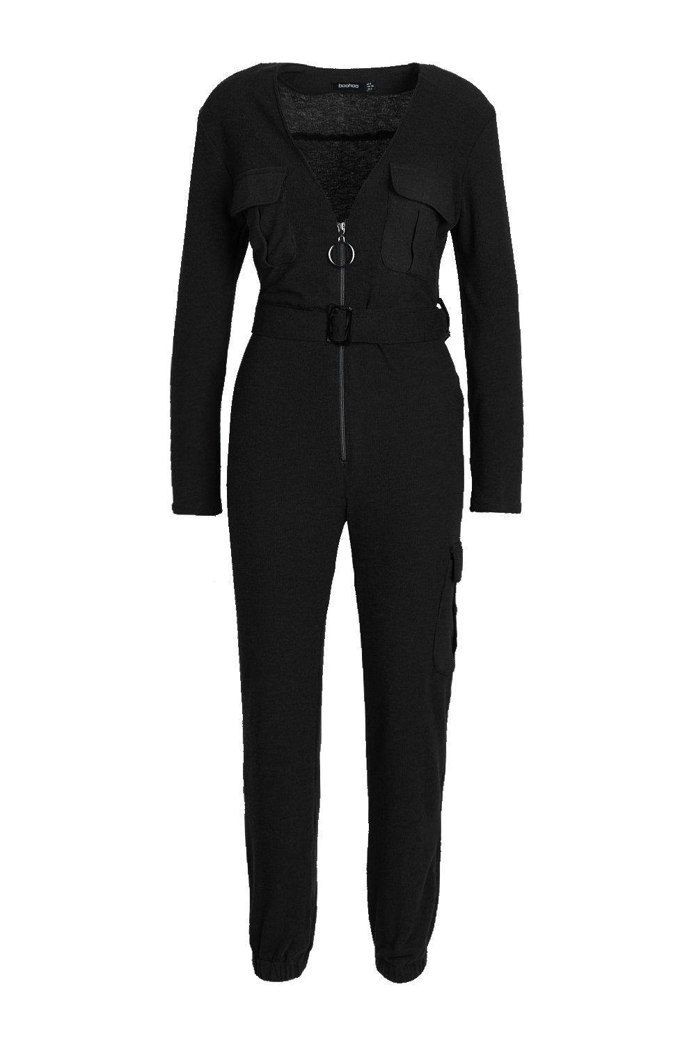 black zip jumpsuit