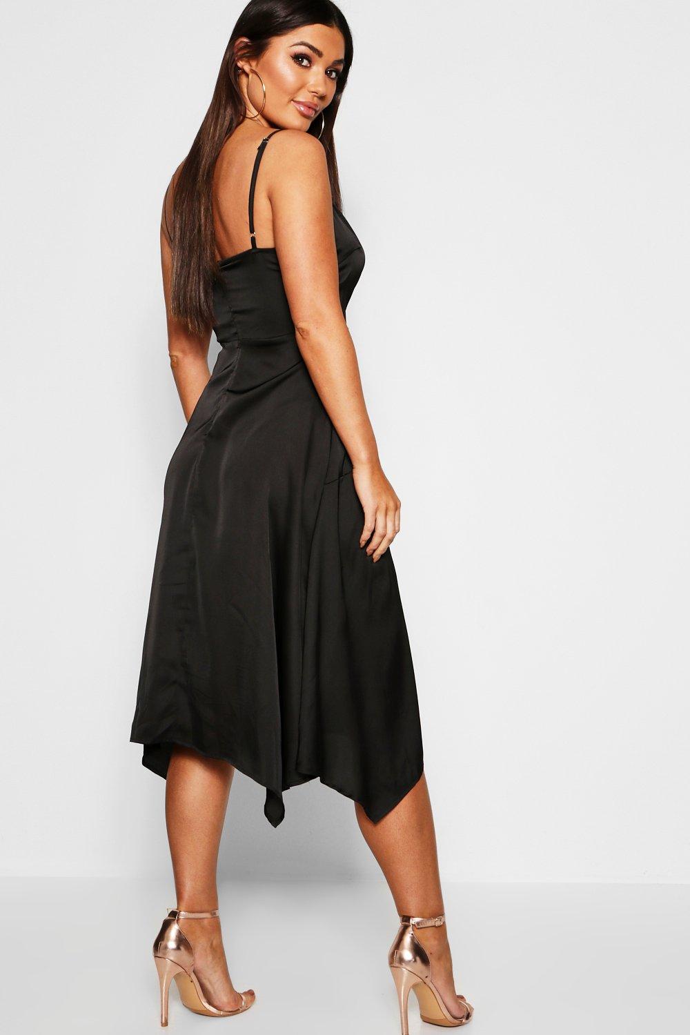 Strappy Satin Wrap Midi Dress