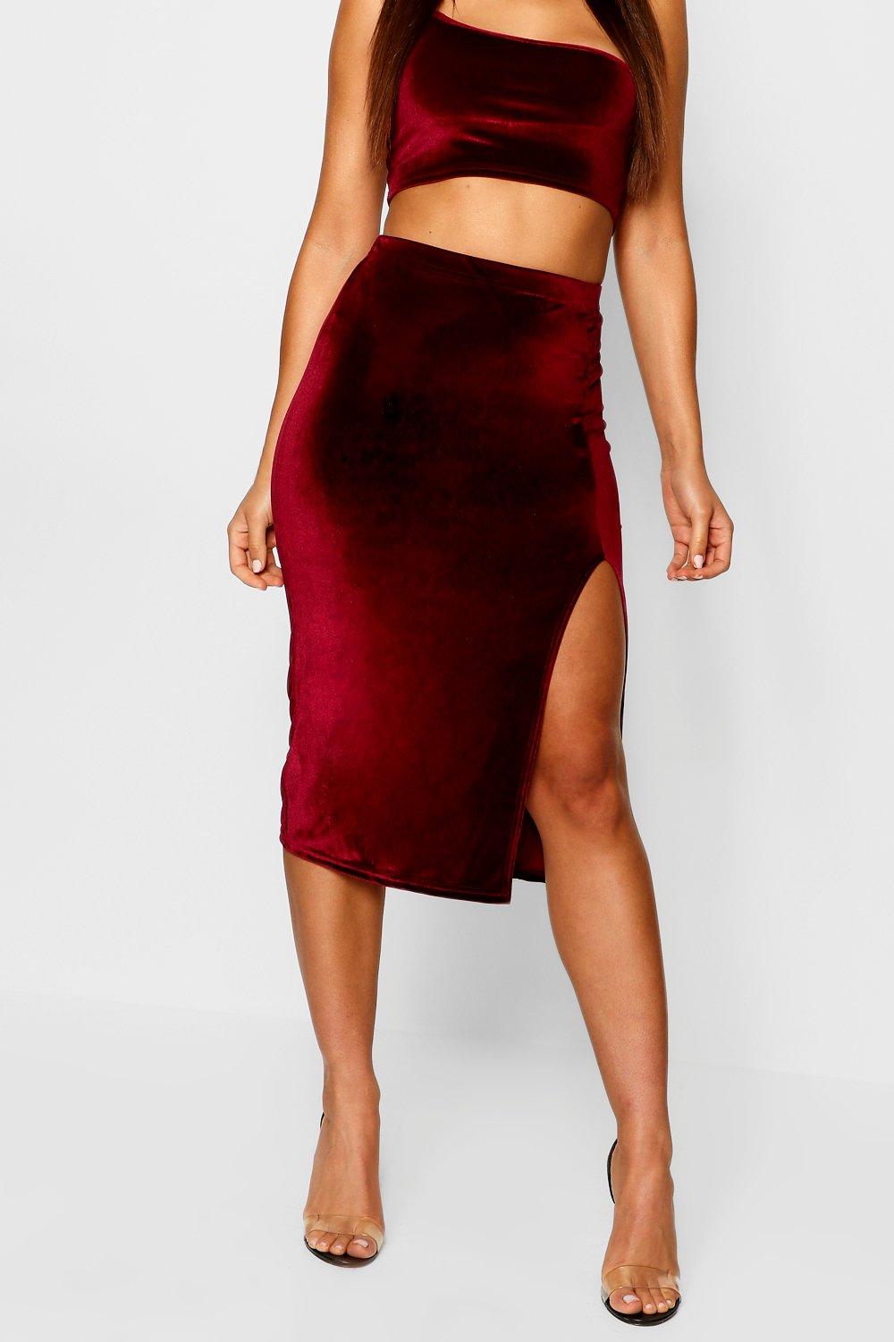 Velvet skirt outlet boohoo