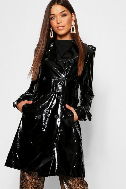 PVC Belted Trench Coat