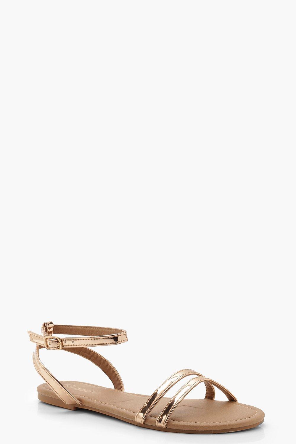 rose gold sandals boohoo