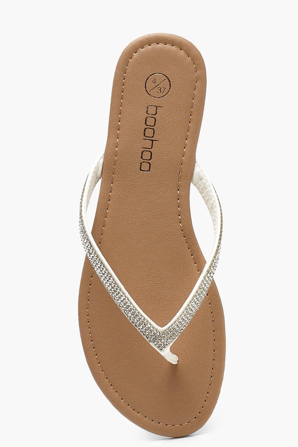 Diamante Flip Flops | Boohoo UK