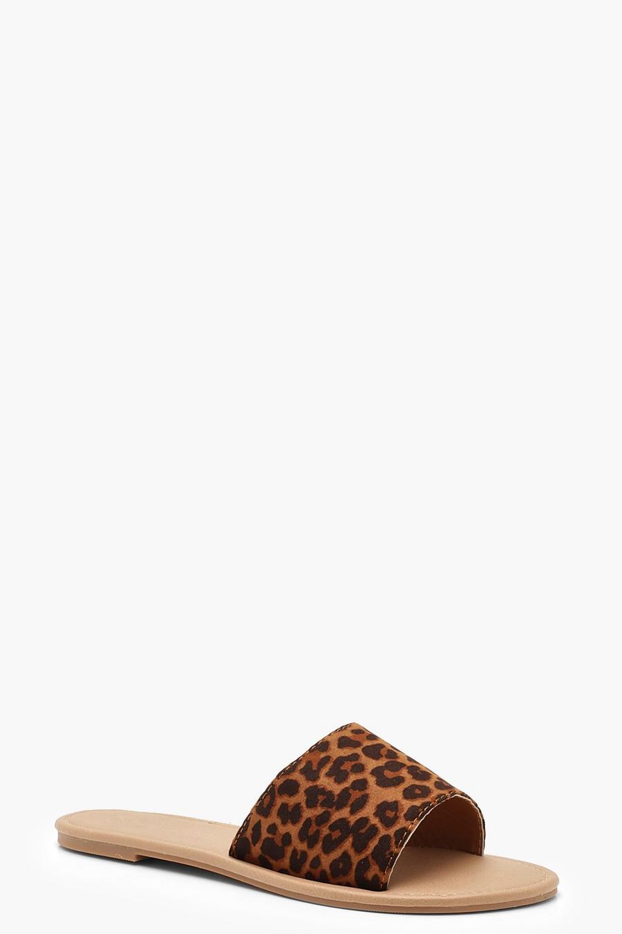 Claquettes plates à bride léopard image number 1