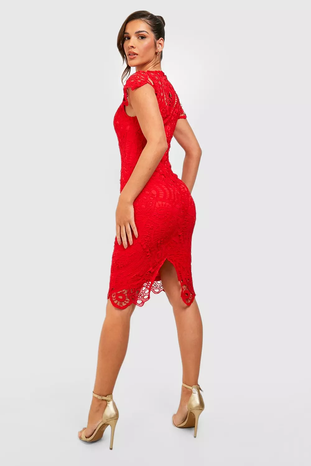 Paulina Red Bodycon Midi Dress