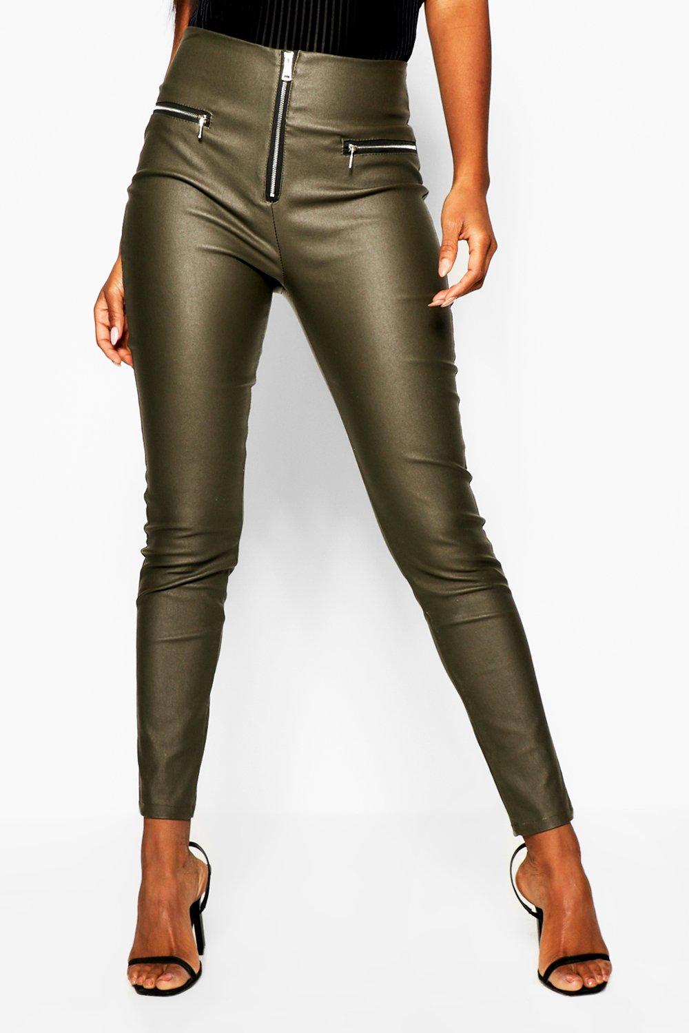 Faux Leather Side Zip Skinny Leggings