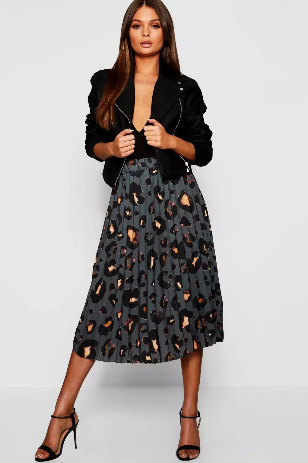 Leopard print shop midi skirt xl