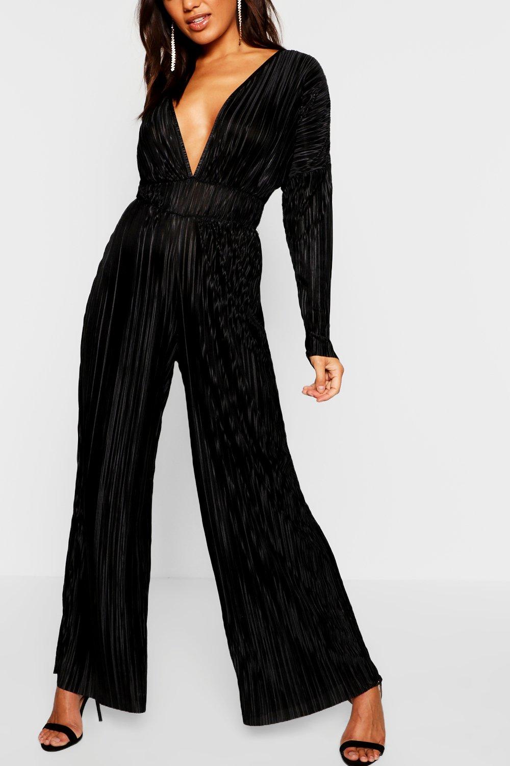 long sleeve pleated jumpsuit
