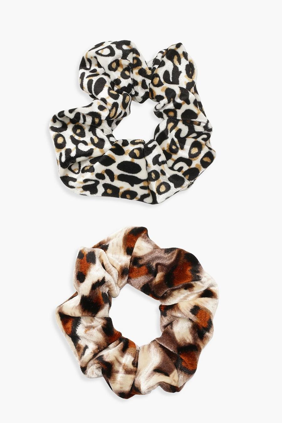 Multi Mixed Animal Print 2 Pack Scrunchie image number 1