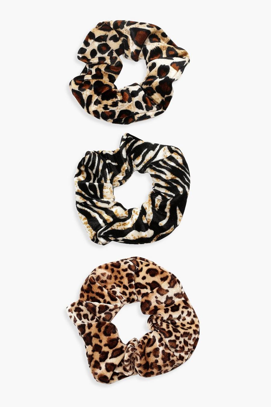 Multi Mixed Animal Print 3 Pack Scrunchie image number 1