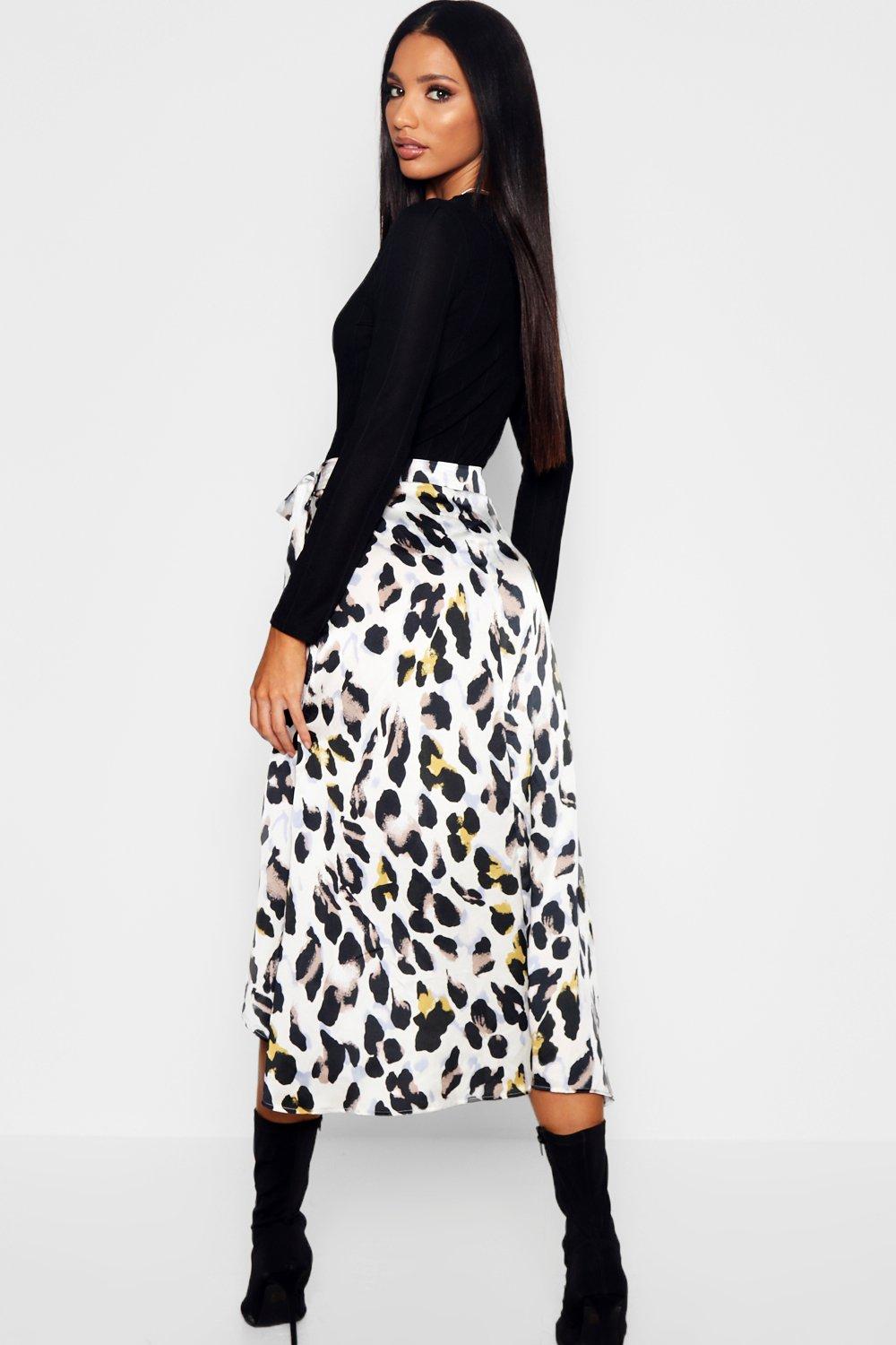 Leopard print hotsell wrap skirt boohoo