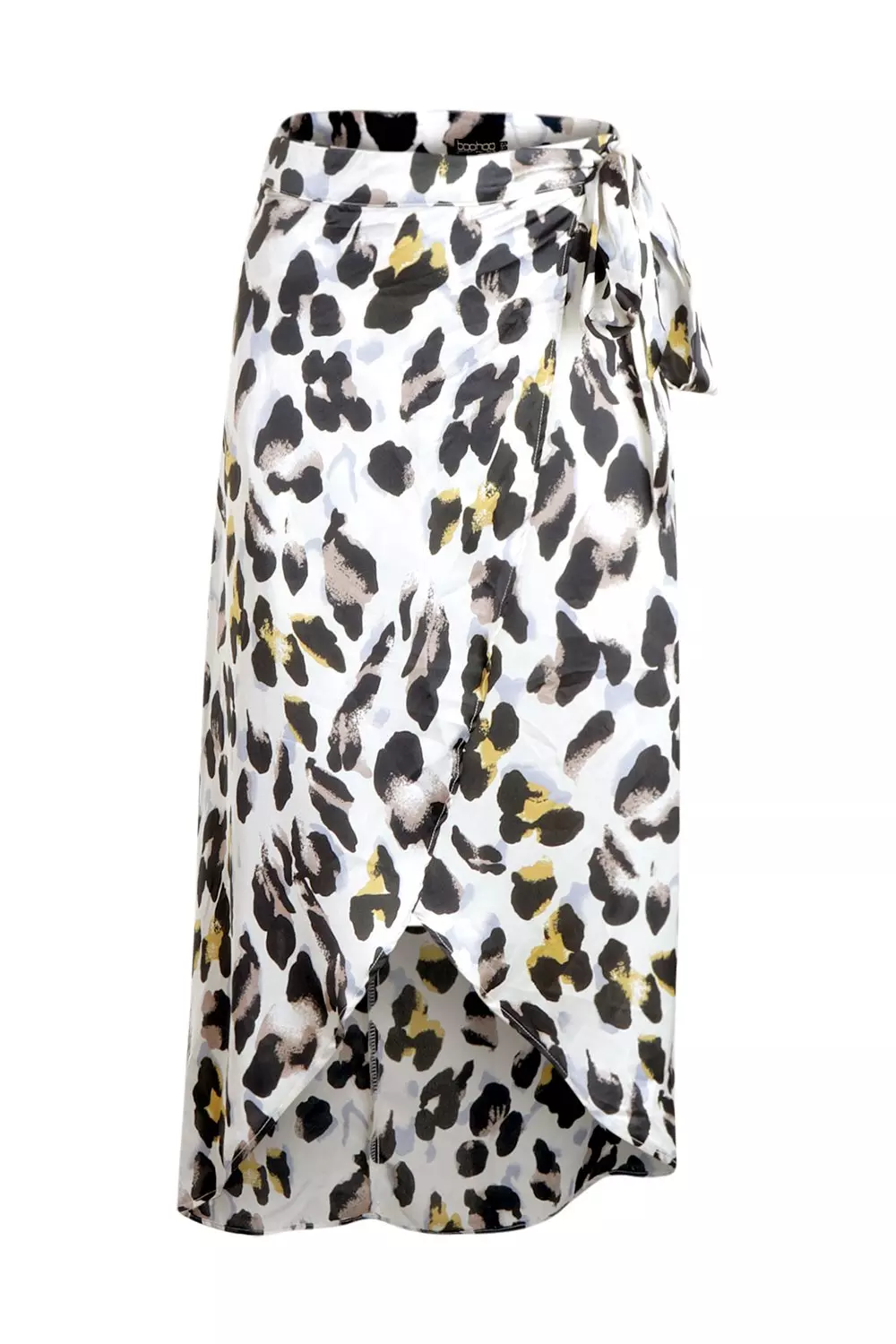 Leopard print satin 2025 wrap midaxi skirt