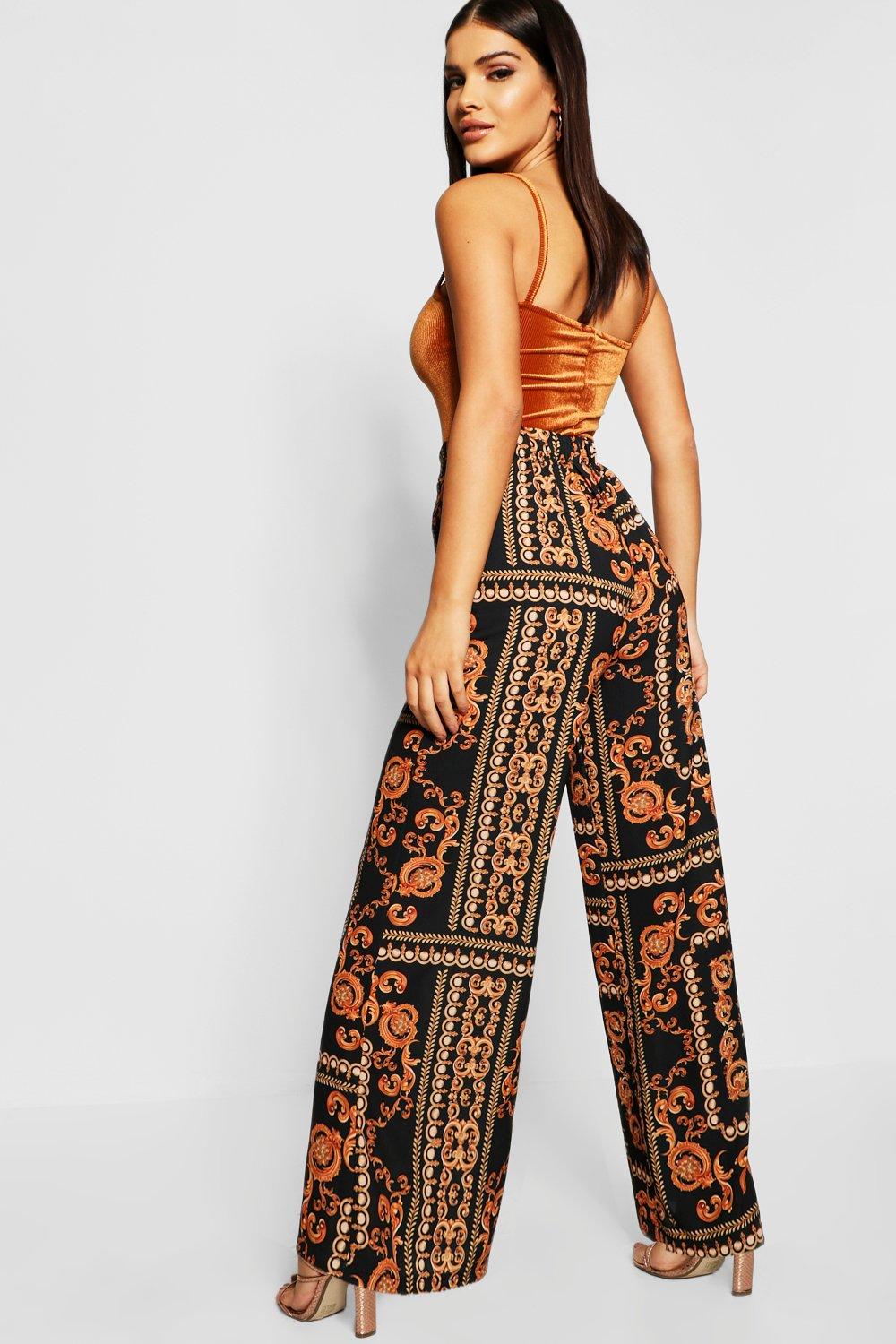 Chain print wide leg trousers hotsell
