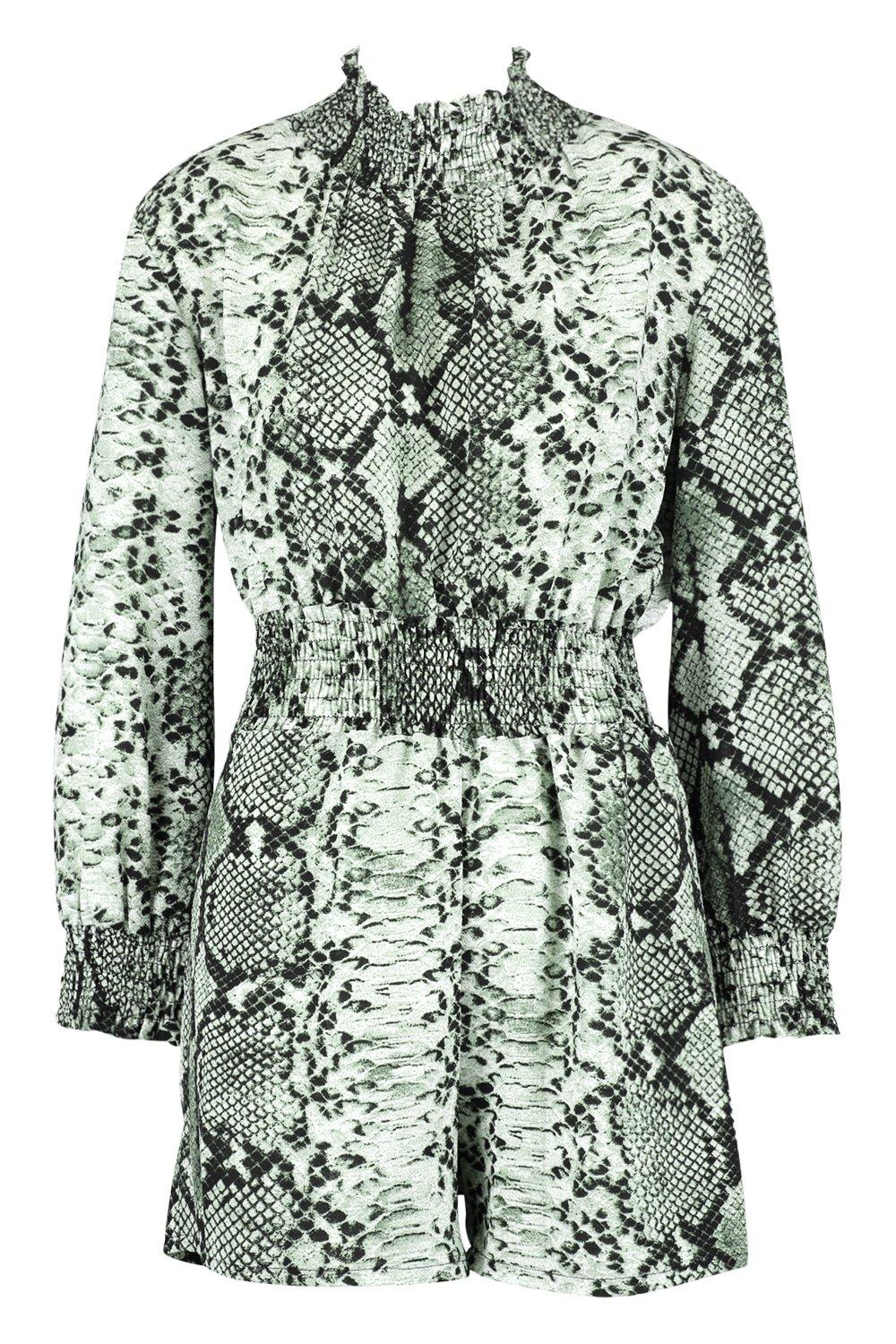 Snake Print Turtle Neck Playsuit