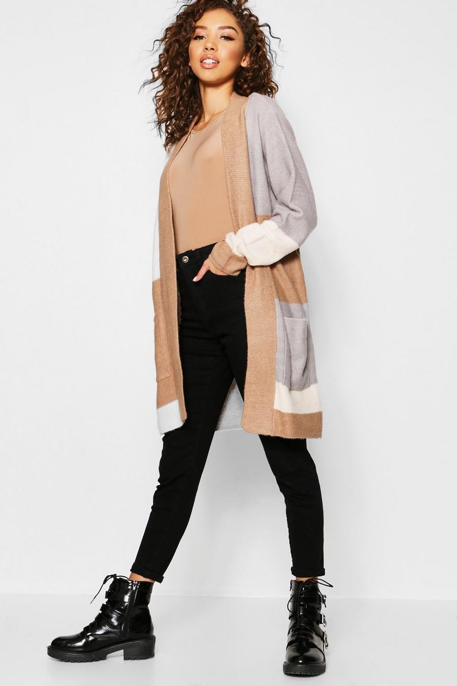 Dove Colour Block Cardigan With Pockets image number 1