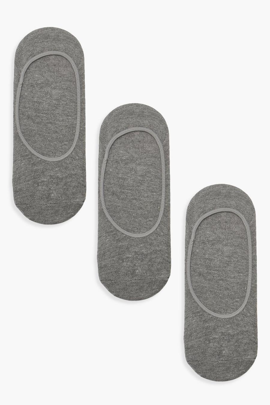 Grey grå Basic 3 Pack Invisible Socks image number 1