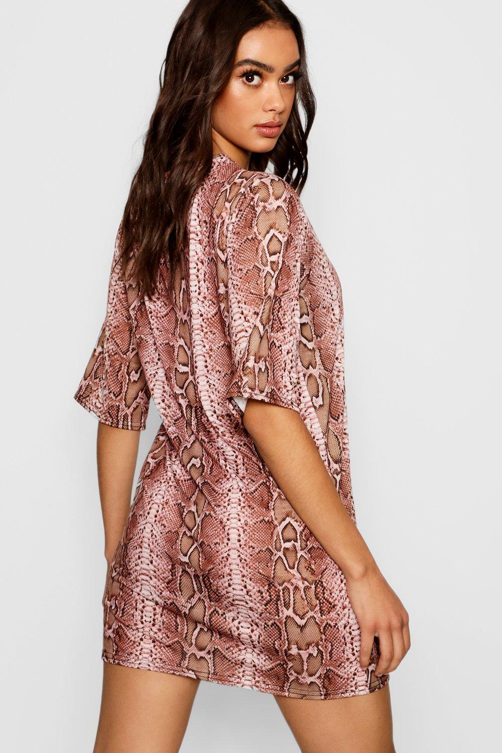 snake print shirt dress boohoo