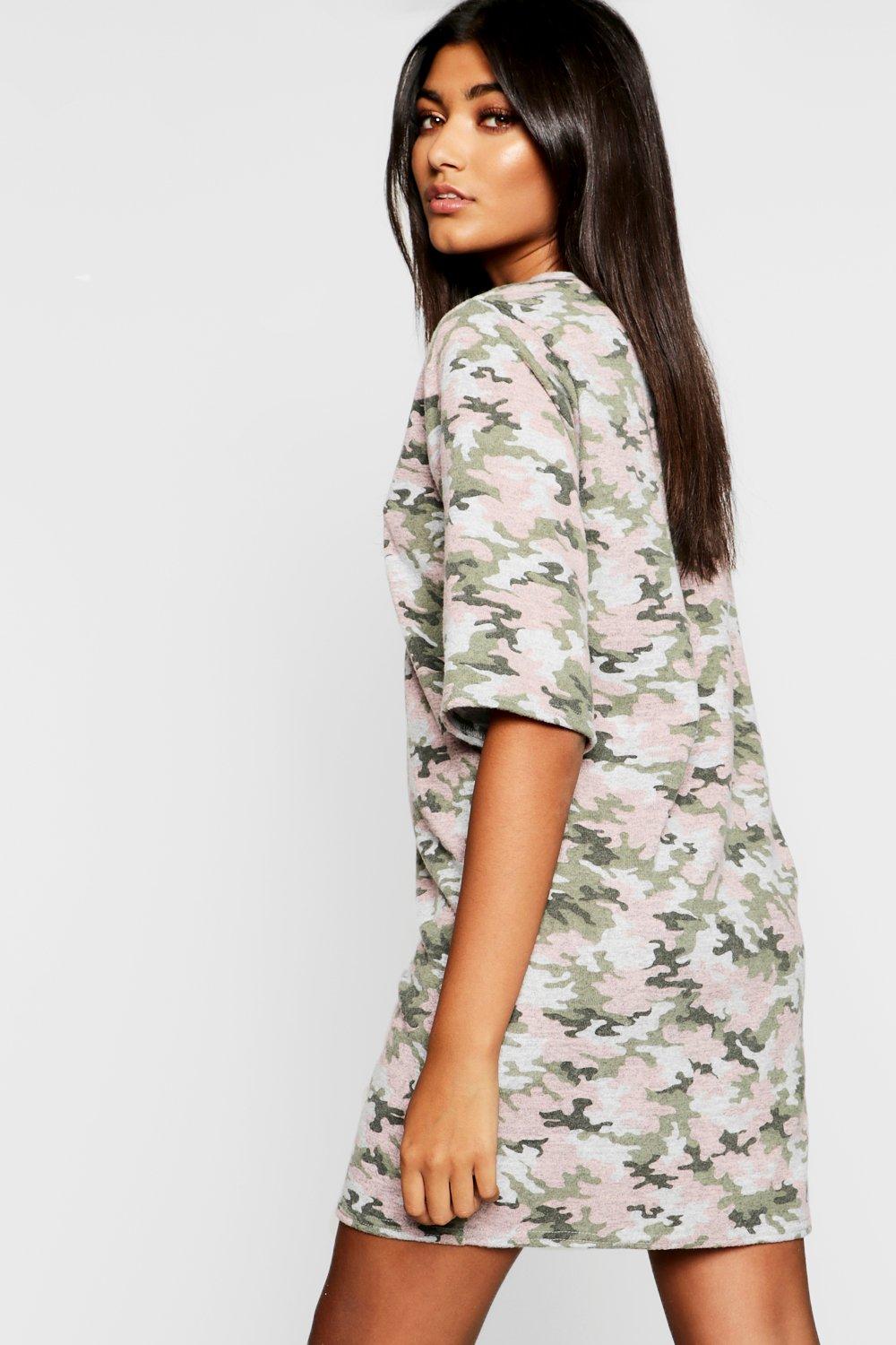 pink camo t shirt dress