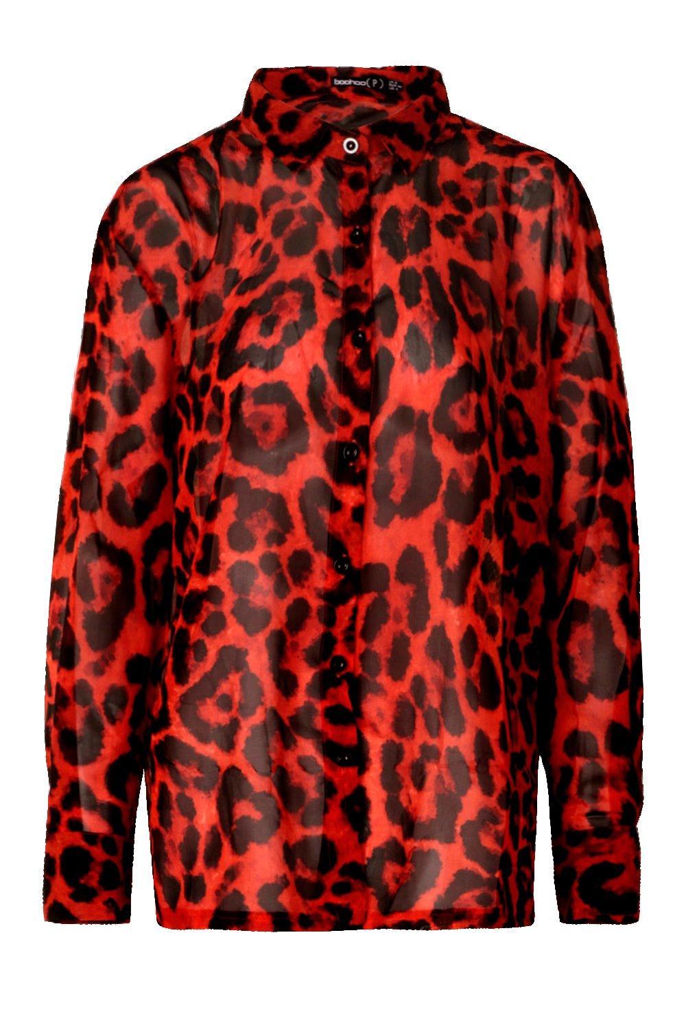 Red leopard best sale print shirts