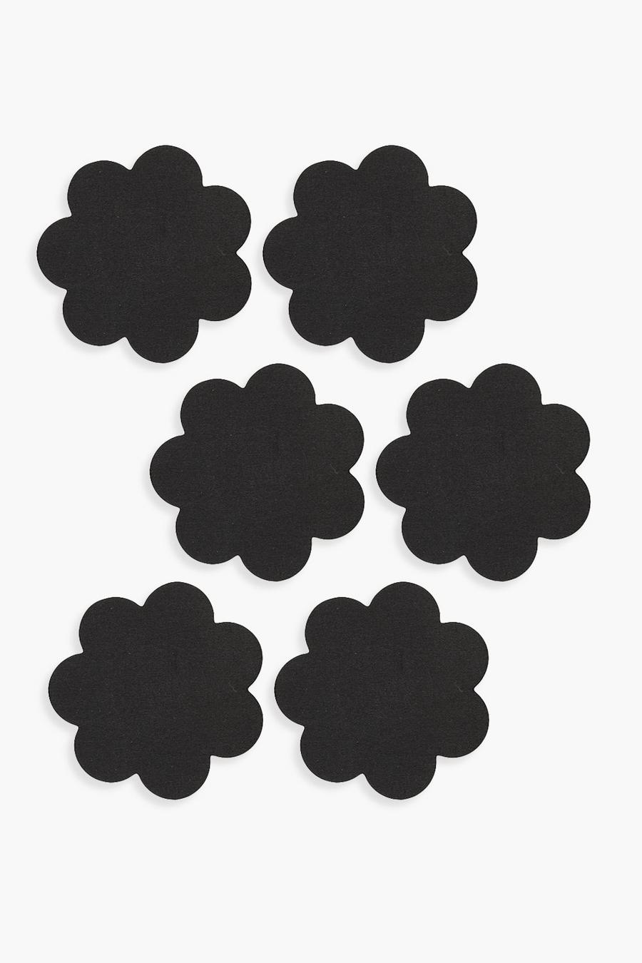 3er Pack schwarze Nippel Cover aus Satin mit Blumenmuster, Schwarz image number 1