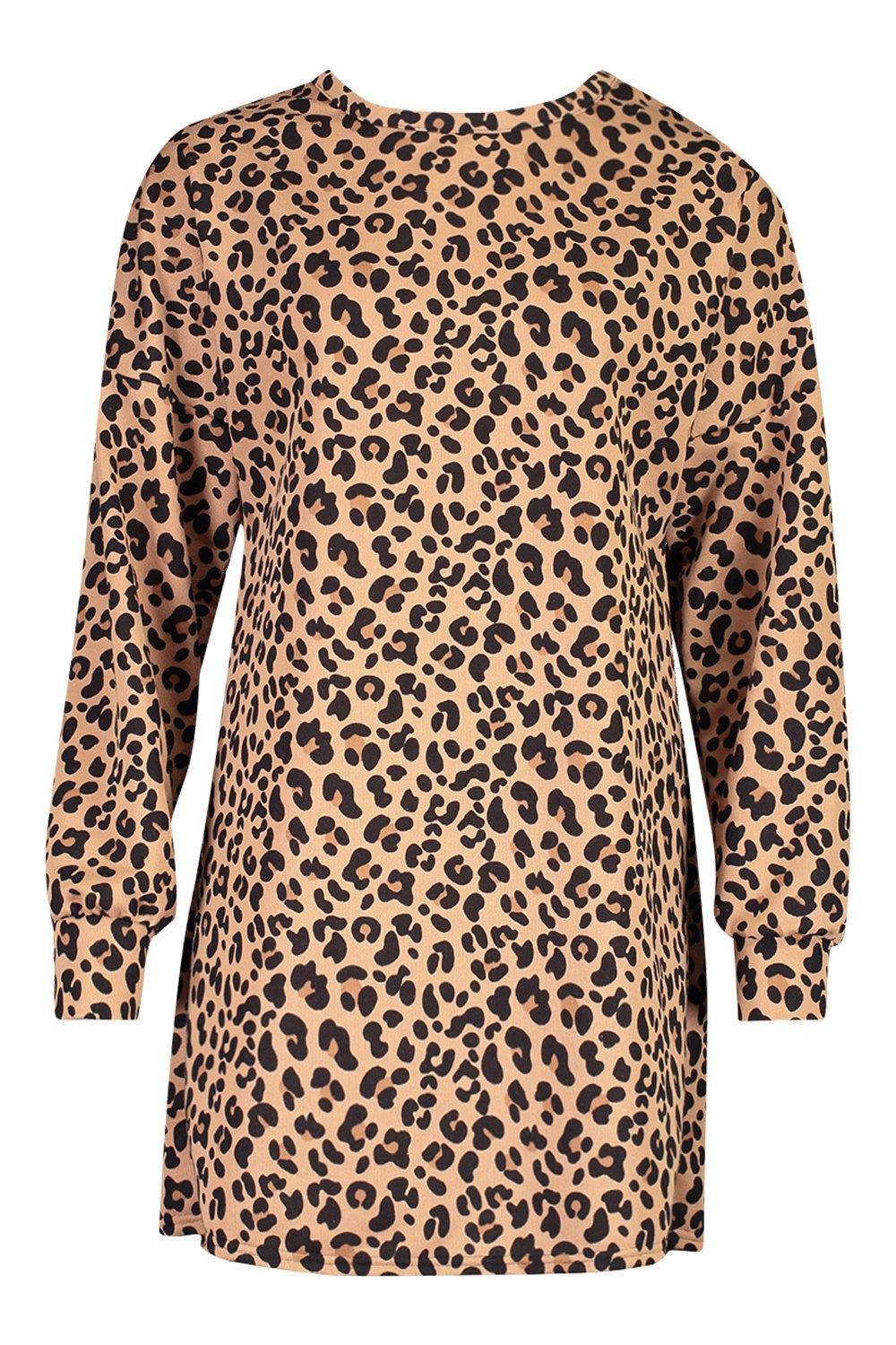 leopard print one shoulder sweatshirt