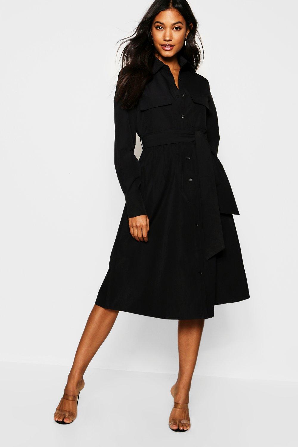 midi shirt dress with pockets