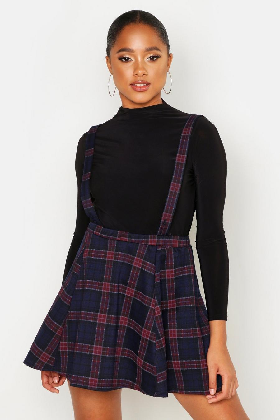 Women's Tartan Check Pinafore Skirt | Boohoo UK