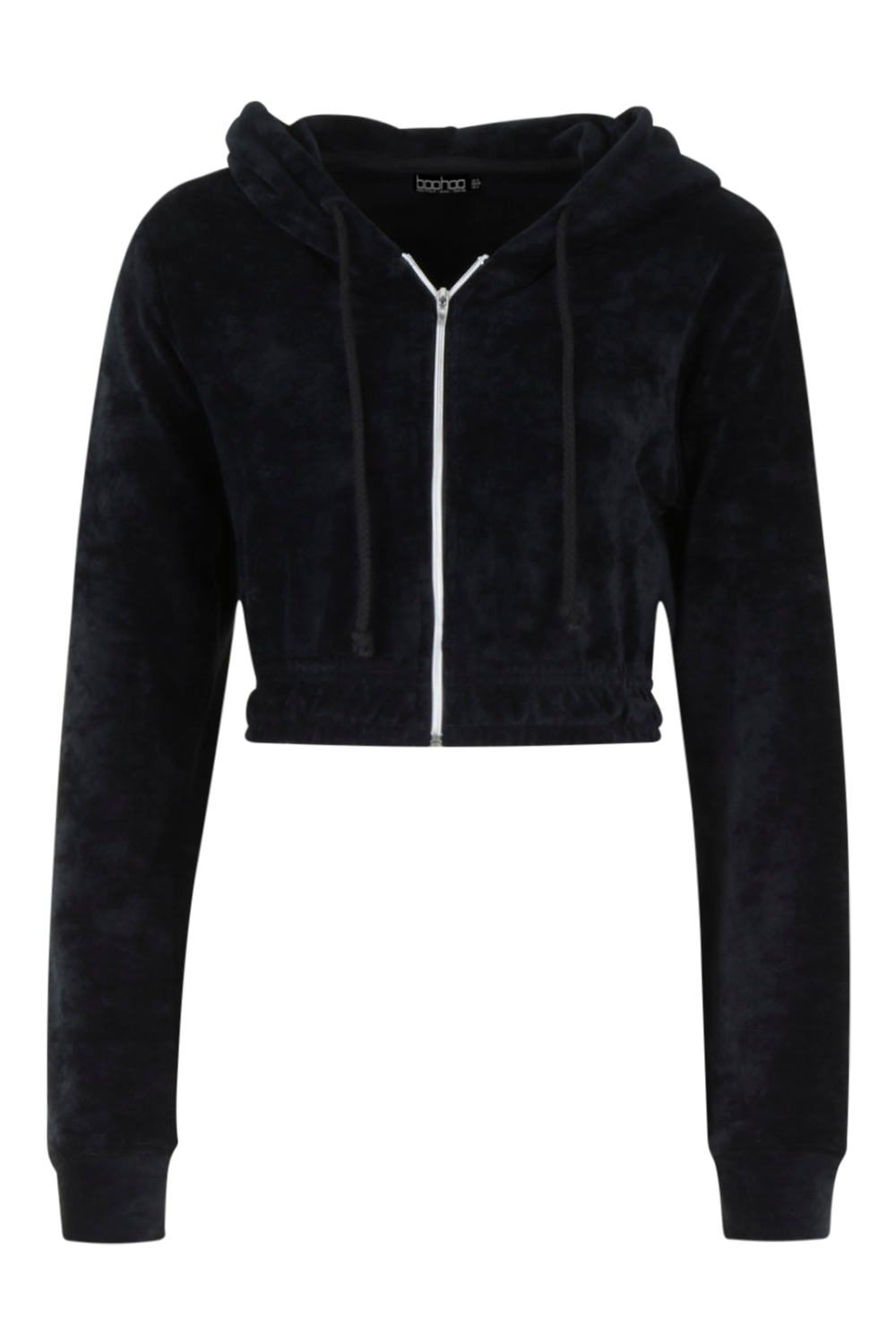 black zip up cropped hoodie