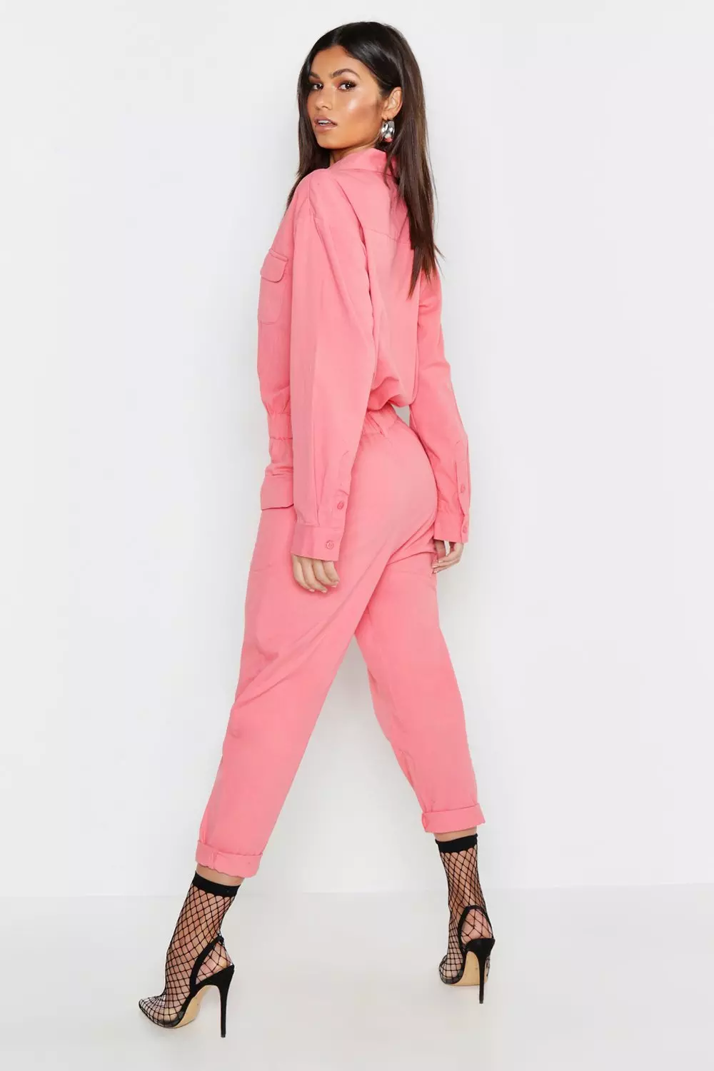 Boohoo pink store boiler suit