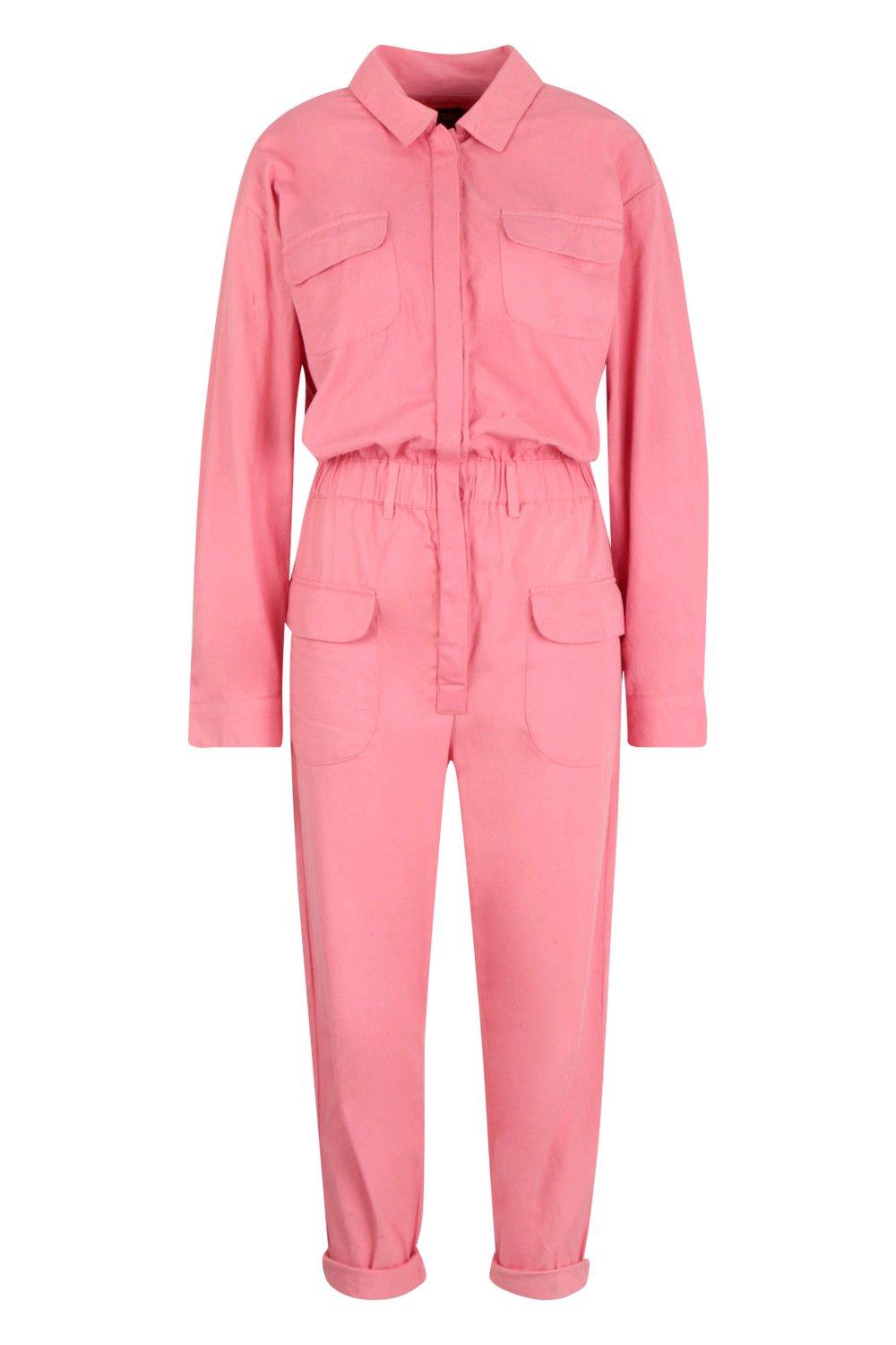 boohoo pink boiler suit