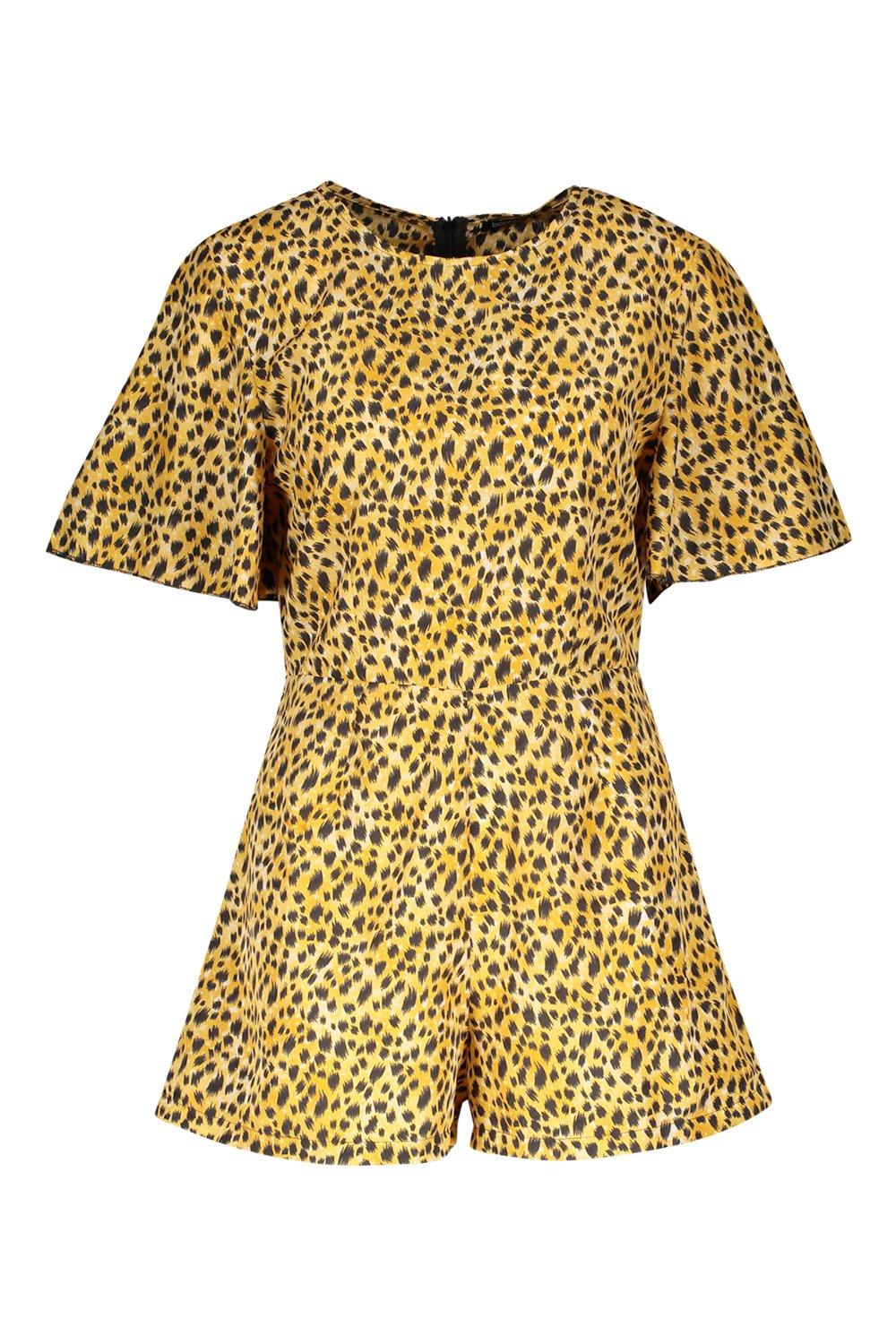 TRAFFIC PEOPLE Retro 70s Leopard Print Playsuit