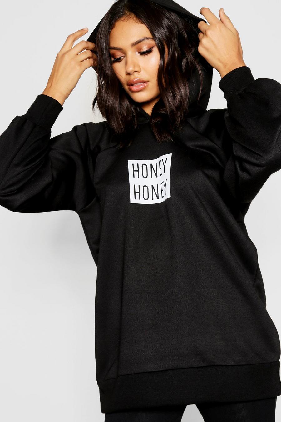 Oversized Hoodie mit Honey Slogan image number 1