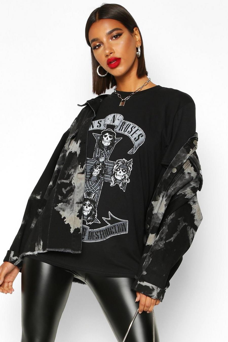 Black "Guns N Roses" oversize licensierad t-shirt image number 1