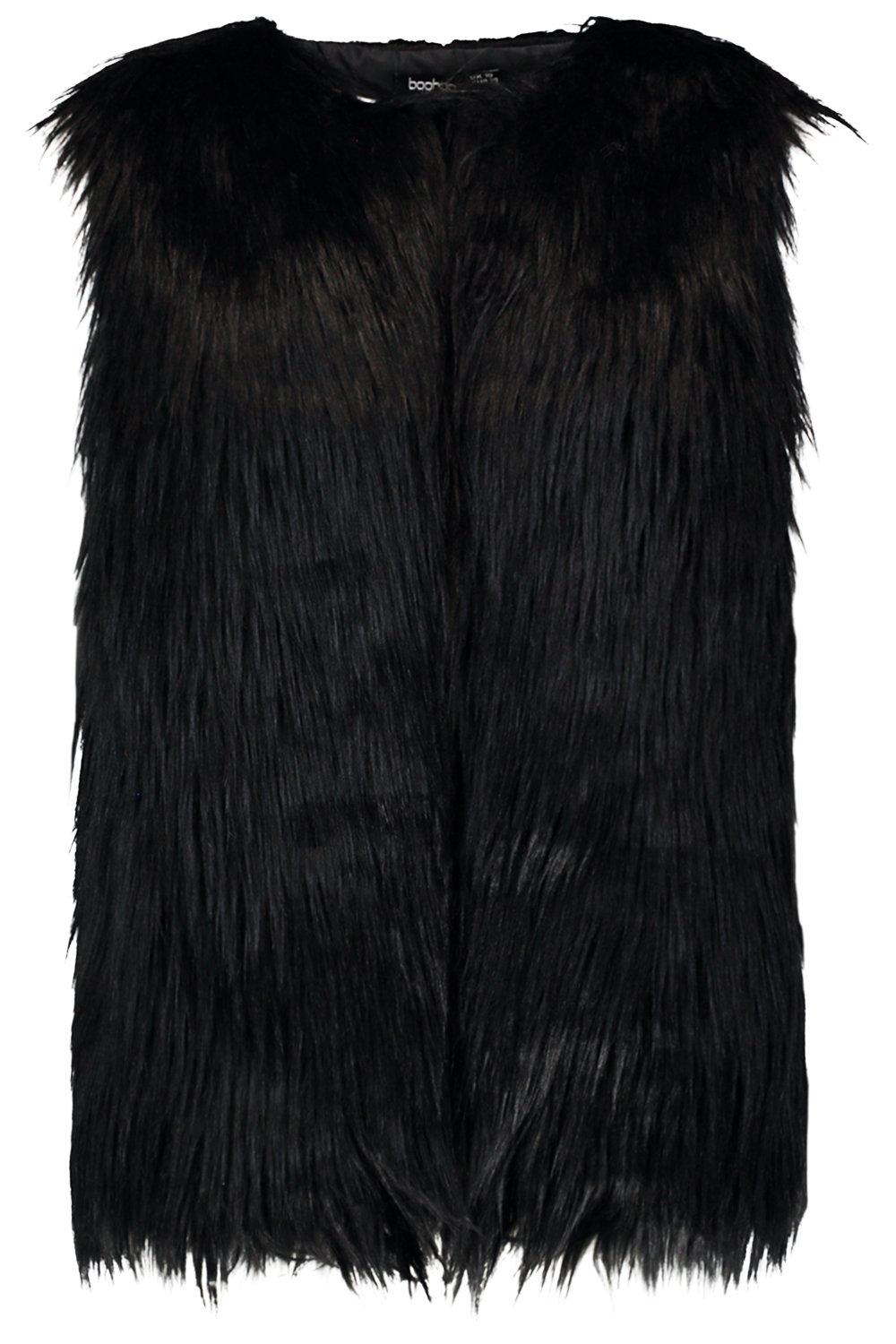 Black fur gilet boohoo hot sale