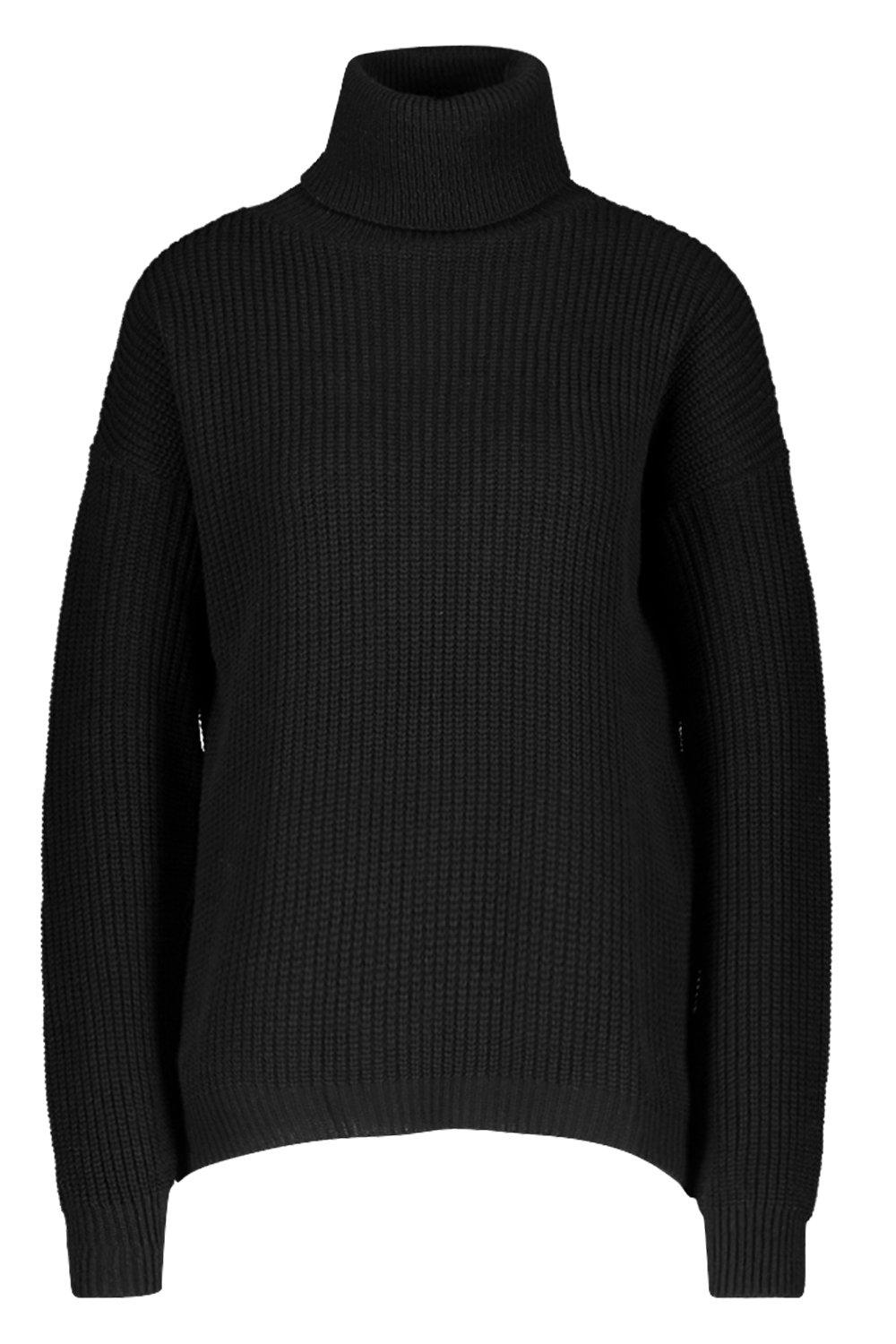 black oversized roll neck jumper