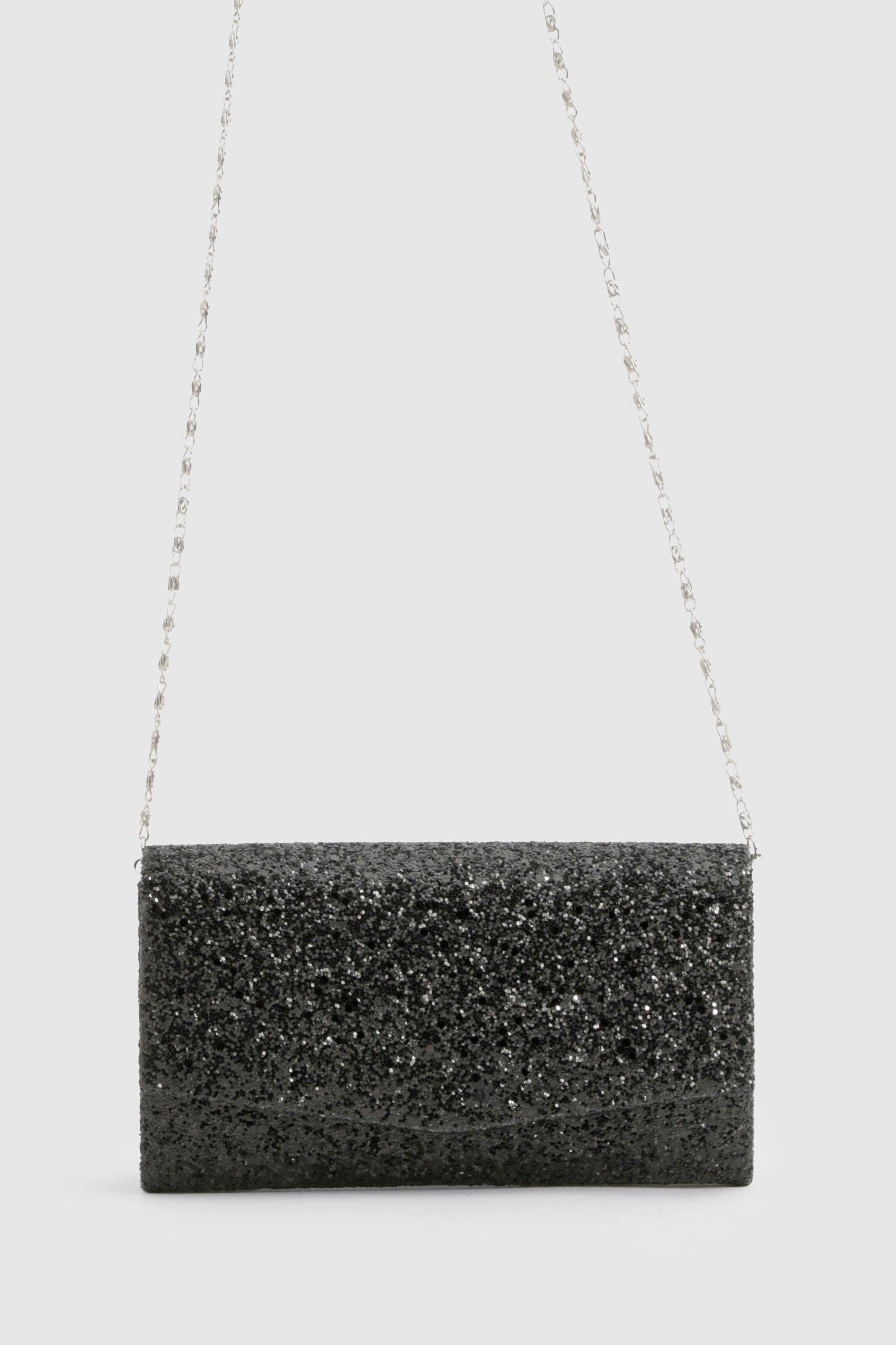 Black store glitter clutch