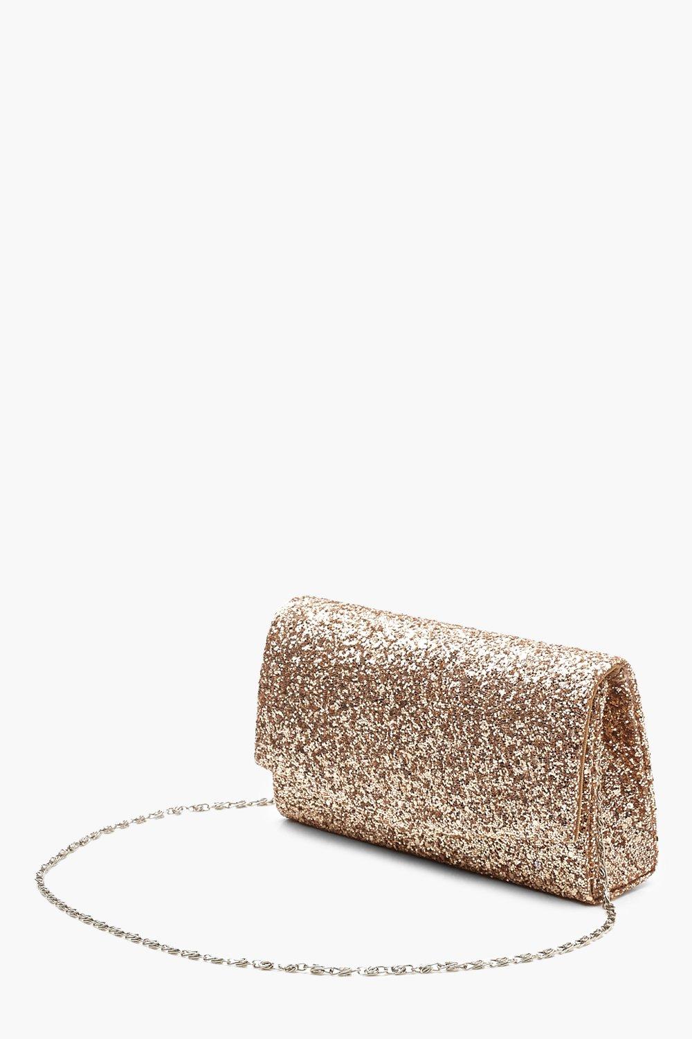 Rose gold clutch bag boohoo online