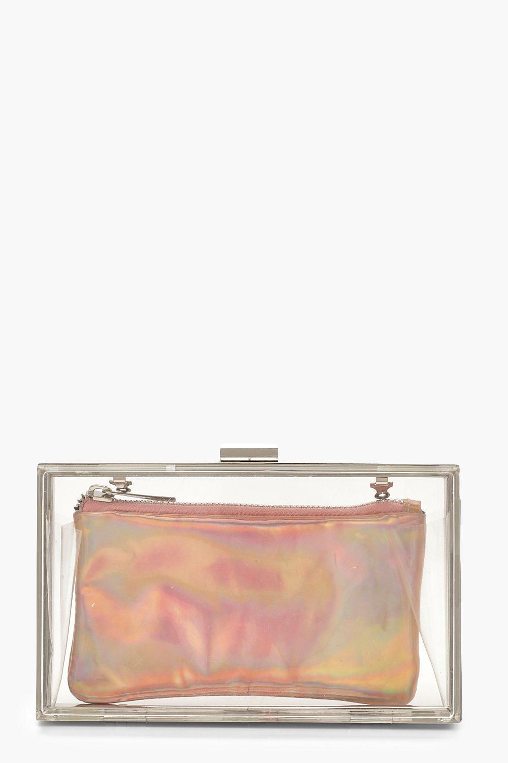 clear box clutch bag