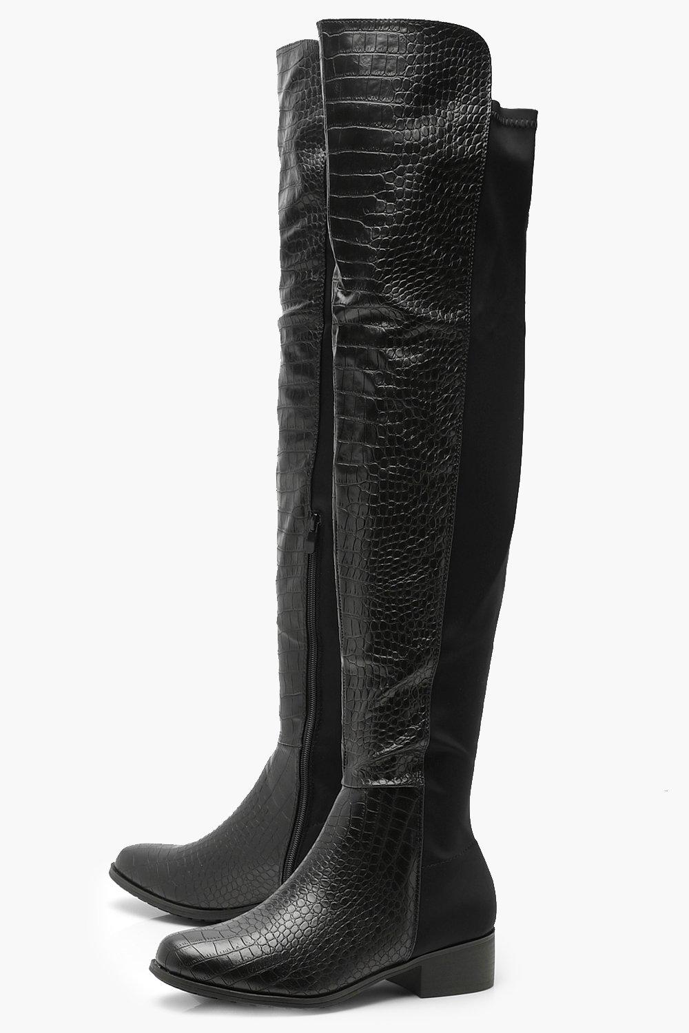 croc knee high boots