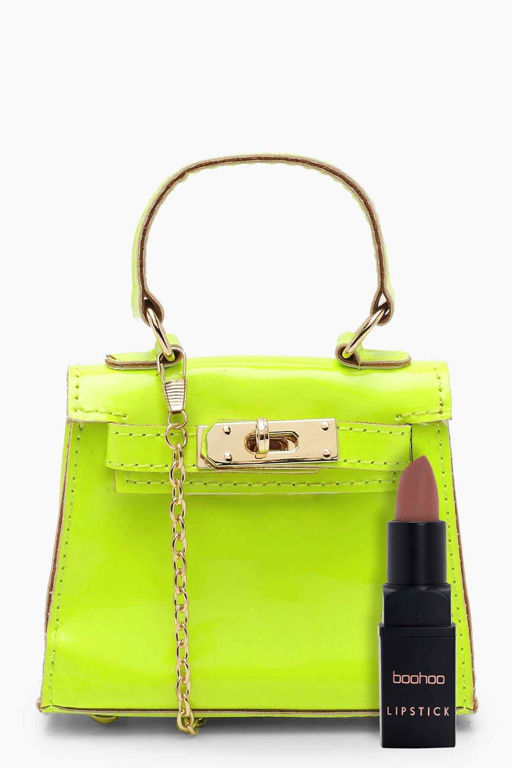 Plus Size Neon Green Faux Croc Shoulder Bag