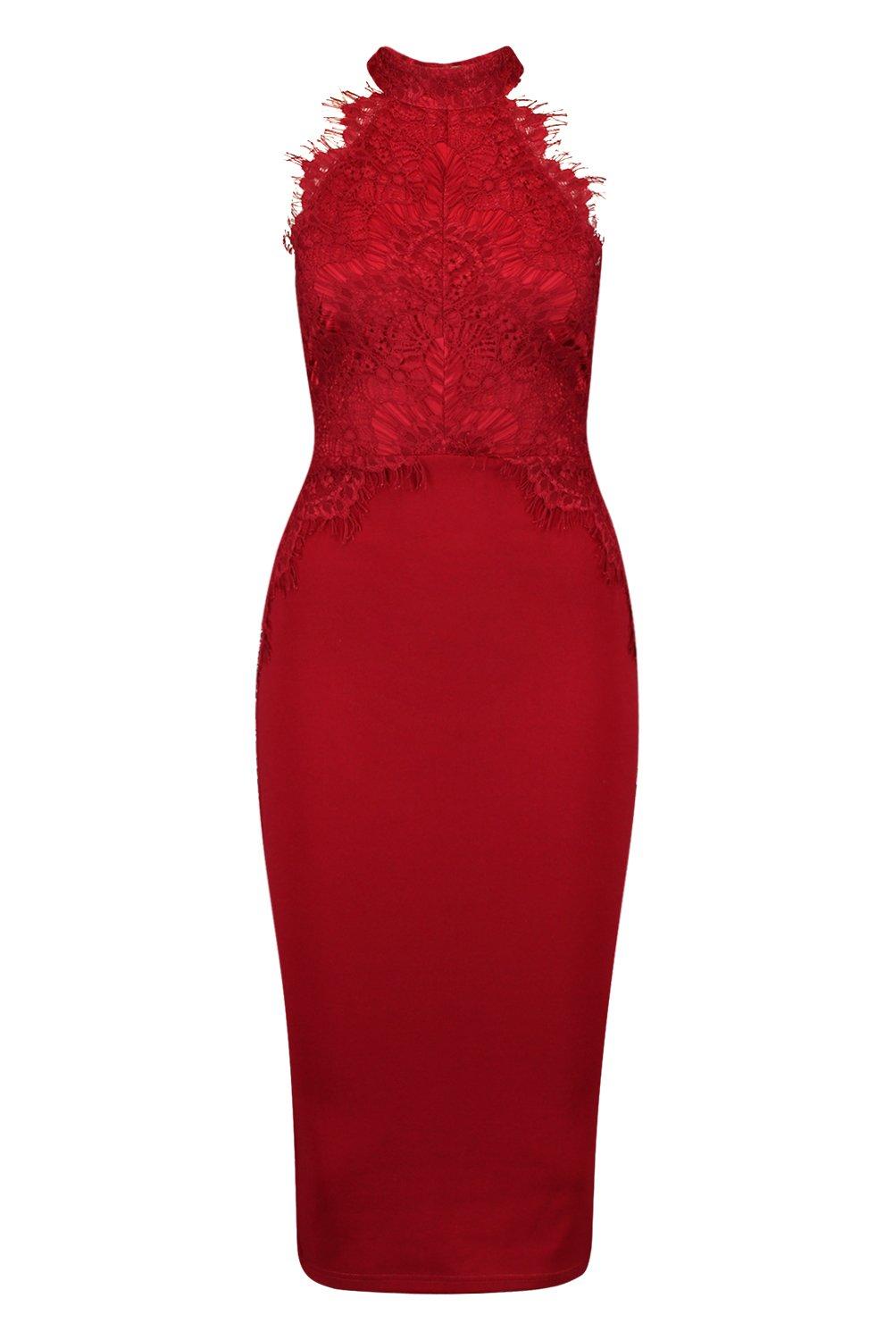 Women's Eyelash Lace Midi Dress