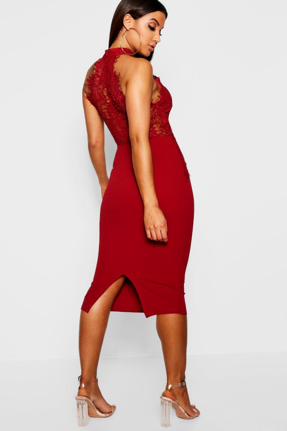 boohoo boutique eyelash lace midi dress