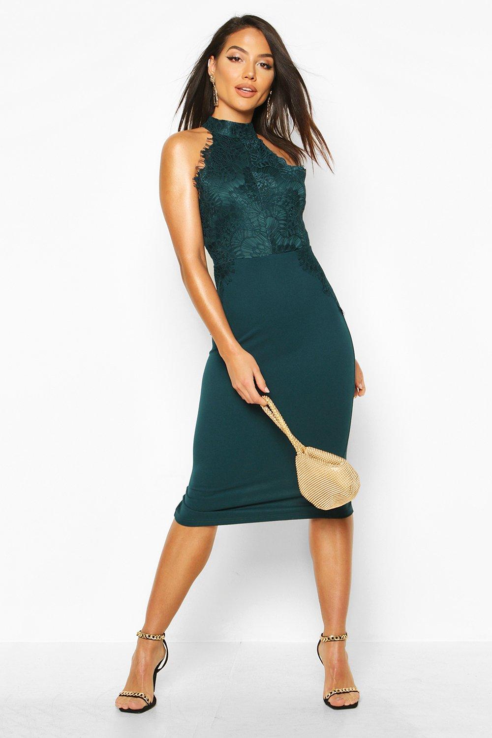 Women's Eyelash Lace Midi Dress